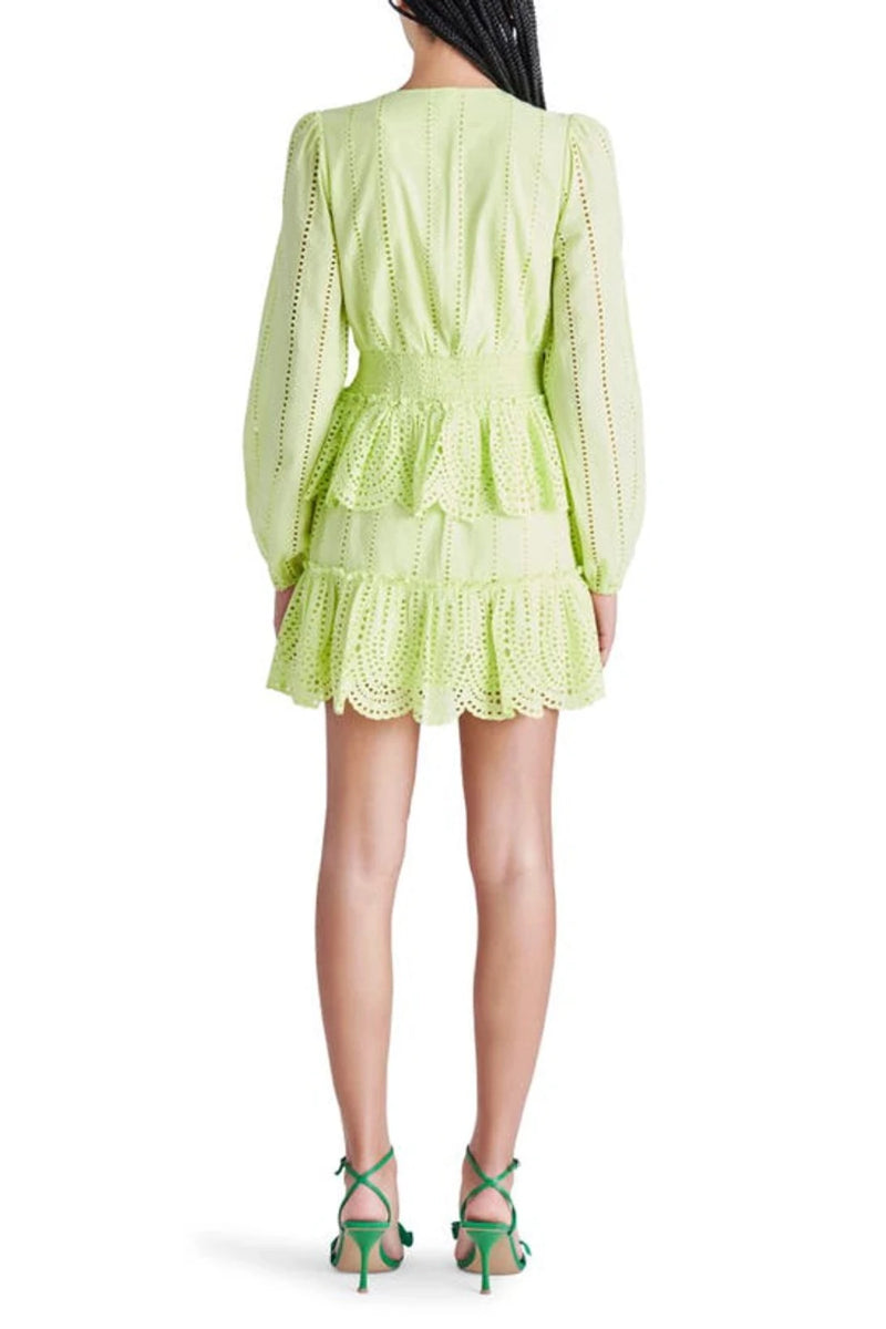EYELET RUFFLE DRESS