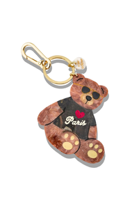 PARIS TEDDY BEAR BAG CHARM + KEYCHAIN