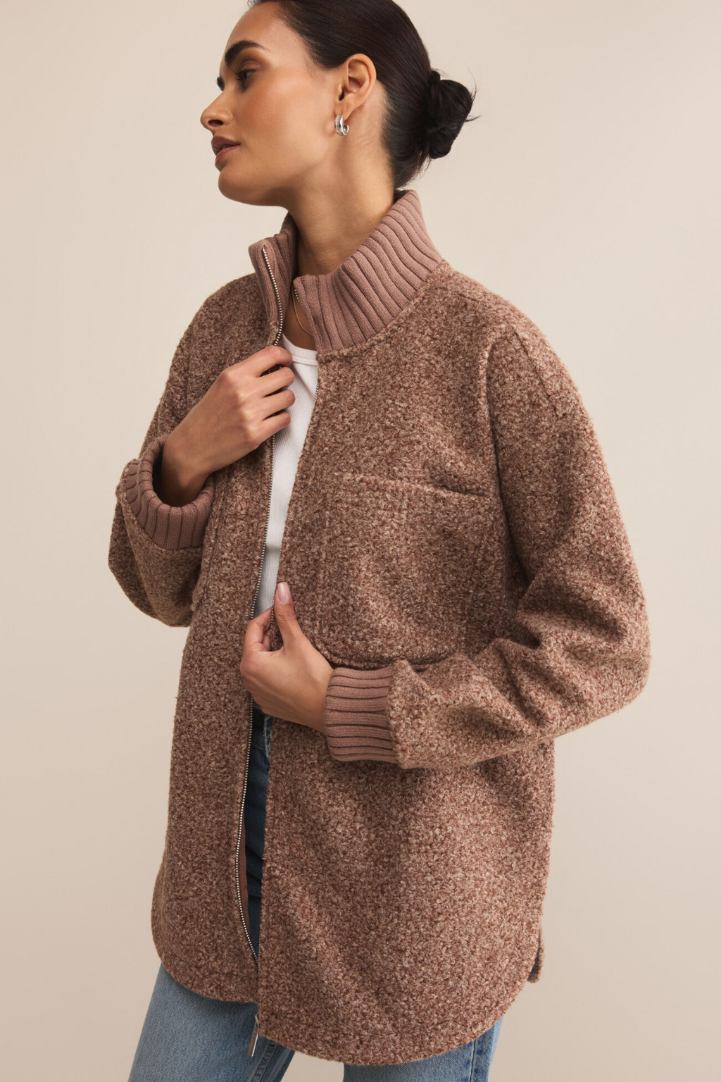 OVERSIZED COLLAR KNIT JACKET