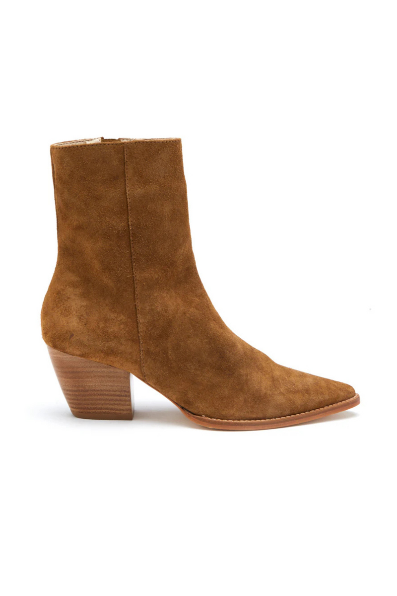 matisse western inspired caty boot in fawn suede