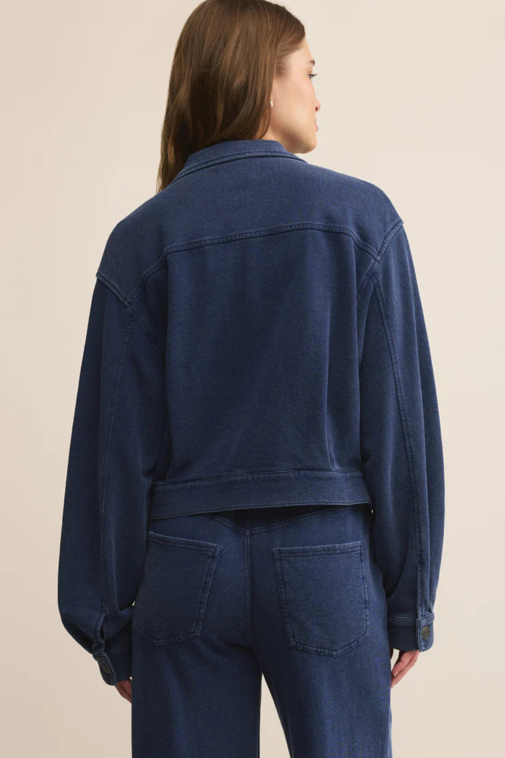 CROPPED KNIT DENIM JACKET