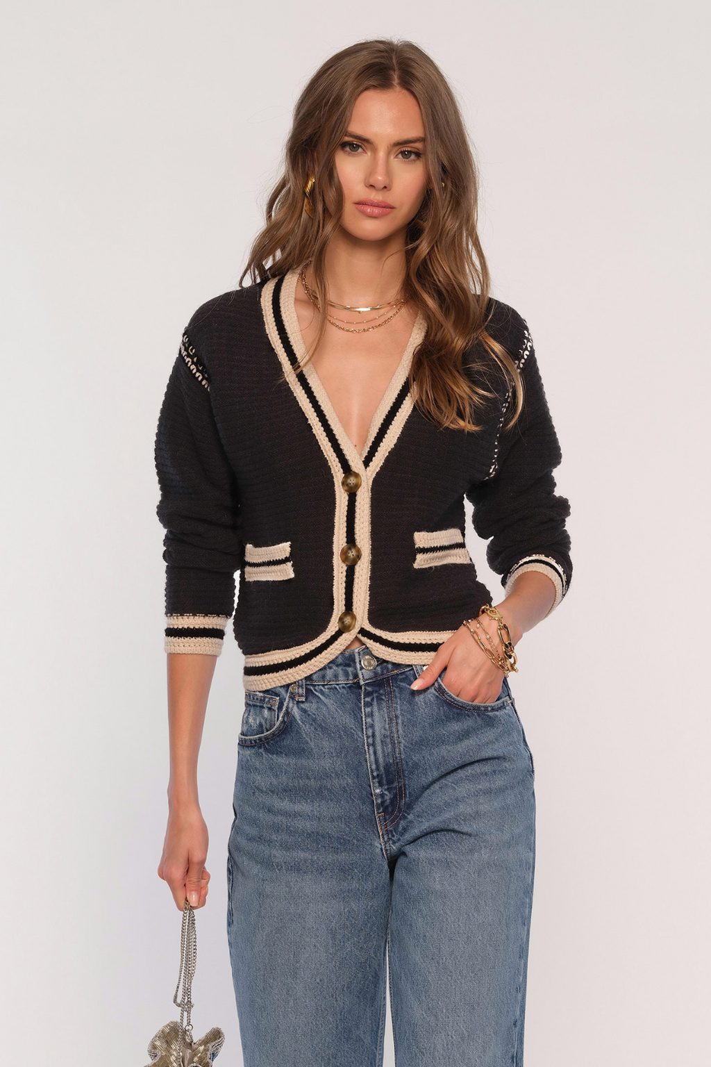 CONTRAST TRIM CARDIGAN