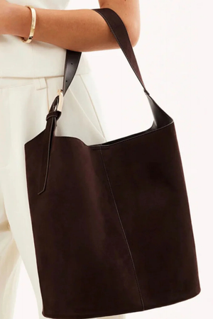 SUEDE BUCKET SHOULDER BAG