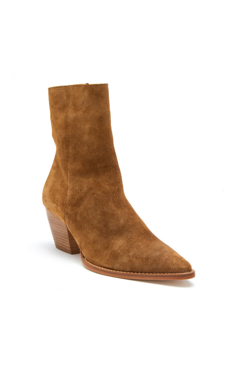 matisse western inspired caty boot in fawn suede