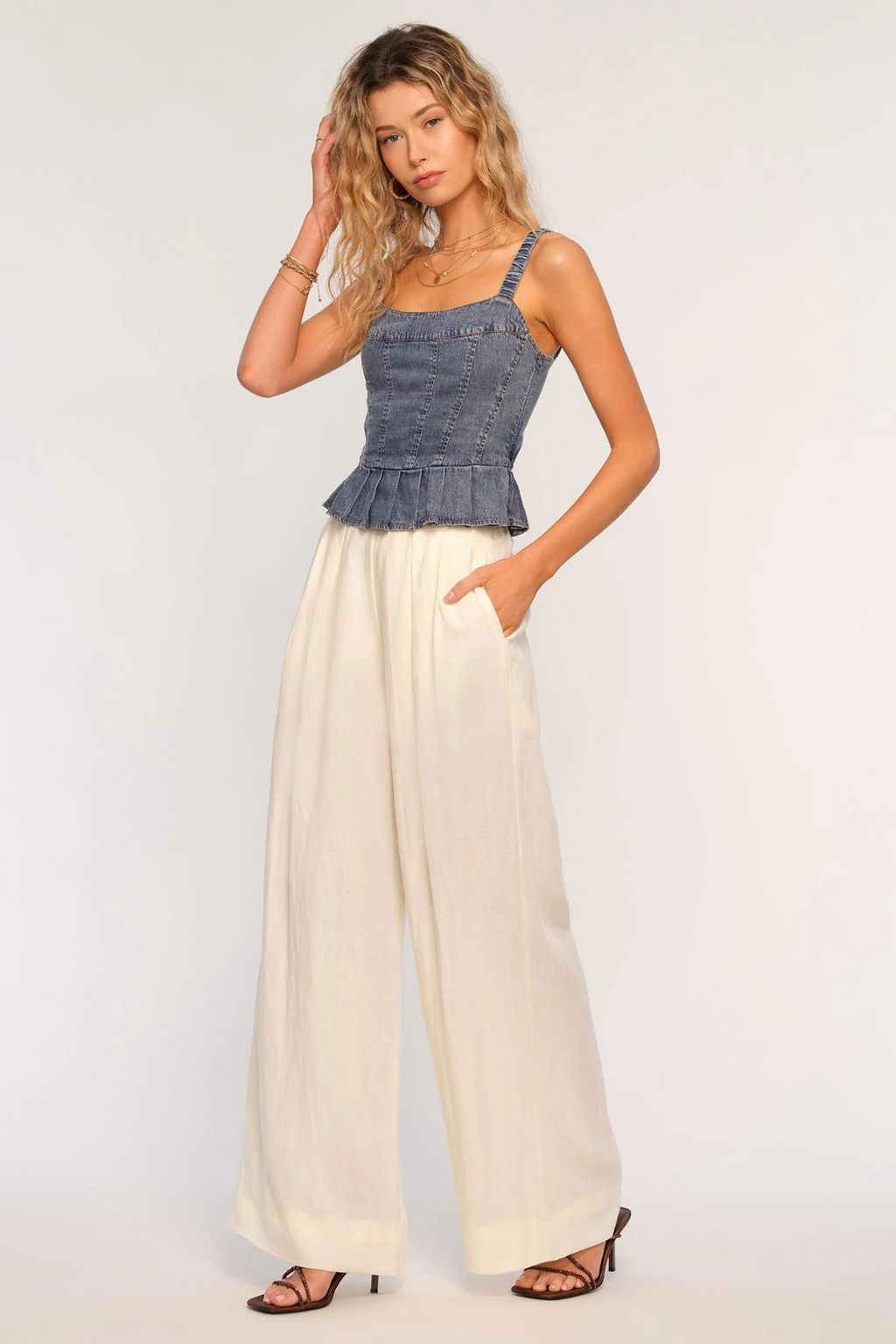 DENIM PEPLUM TANK