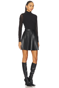 LONG SLEEVE PLEATED MINI DRESS