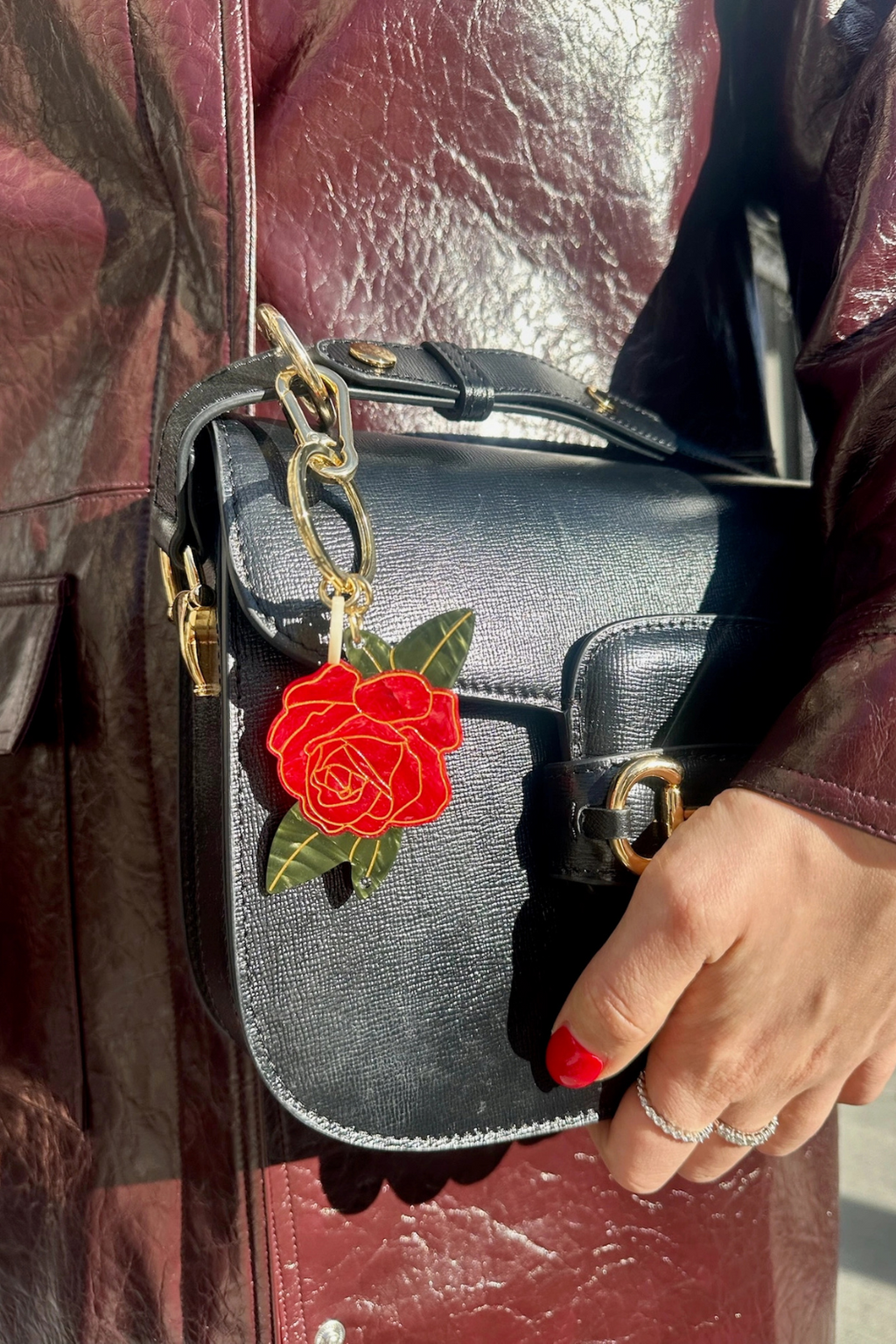 ROSE BAG CHARM + KEYCHAIN