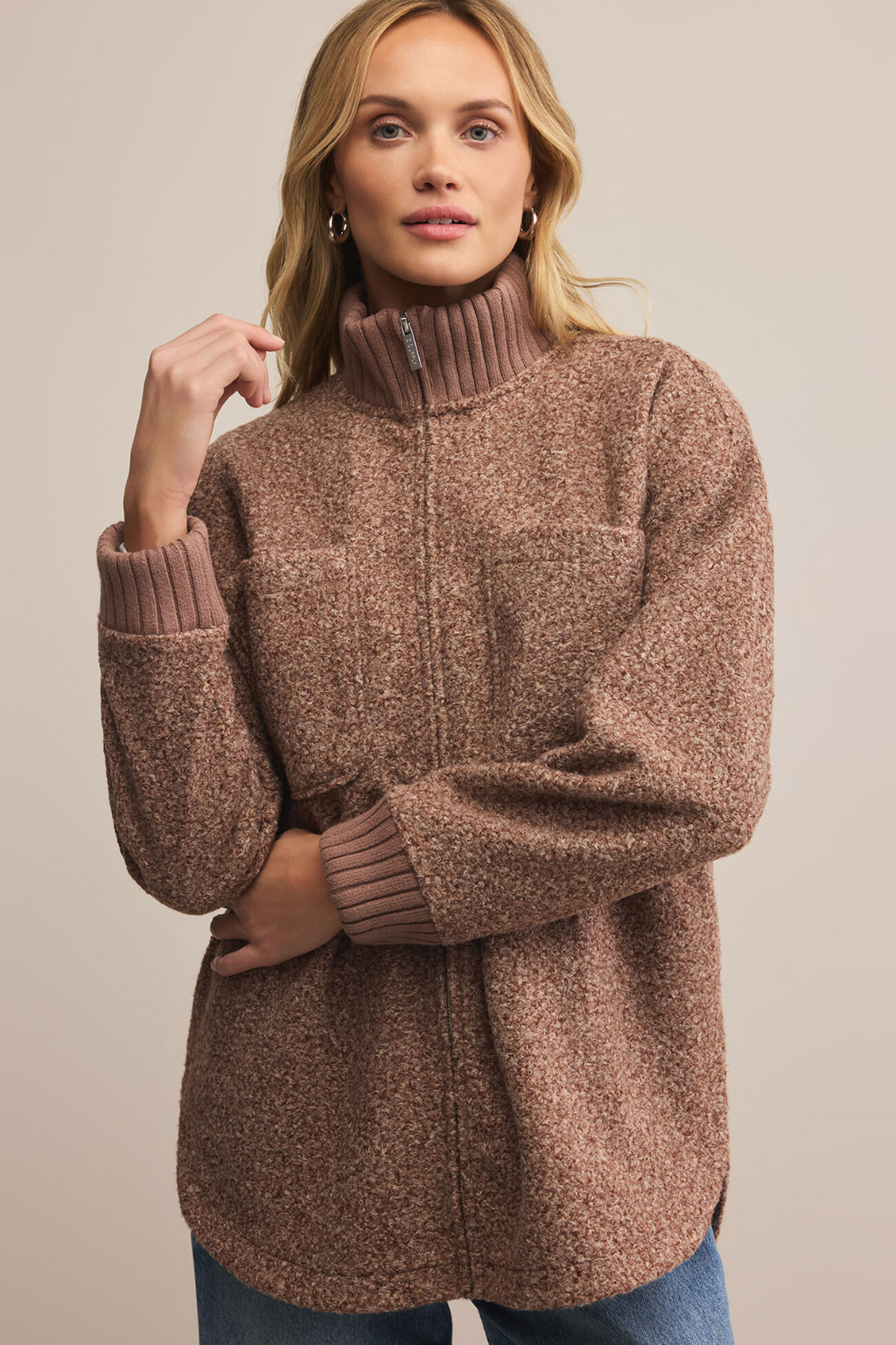 OVERSIZED COLLAR KNIT JACKET