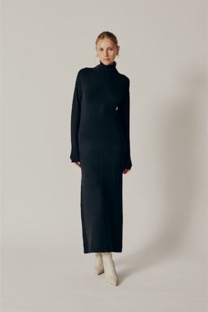 KNIT TURTLENECK MAXI DRESS