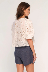 EYELET PUFF SLEEVE BLOUSE