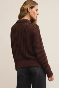 OPEN KNIT POLO SWEATER