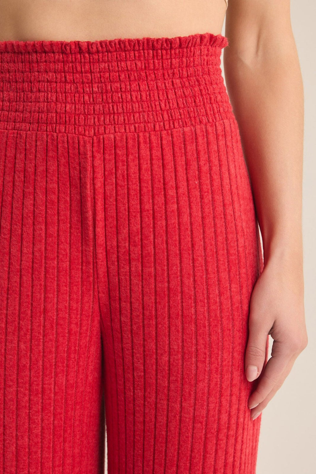 SMOCKED RIB PANT