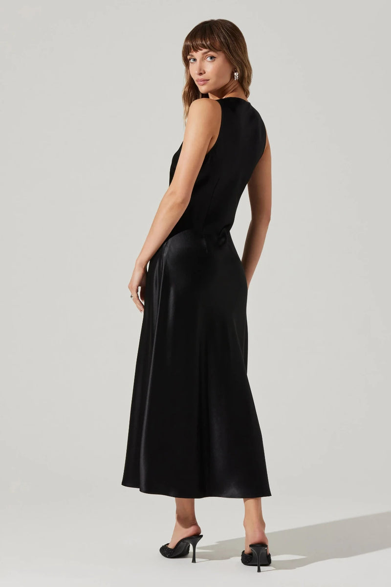 SATIN MIDI DRESS