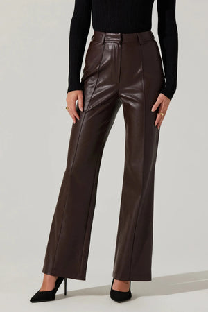 WIDE LEG FAUX LEATHER PANTS