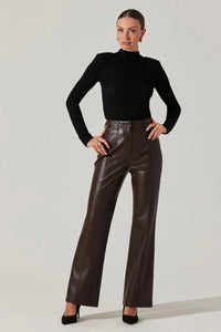 WIDE LEG FAUX LEATHER PANTS