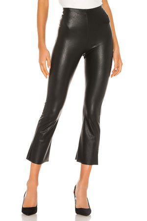 FAUX LEATHER CROPPED FLARE