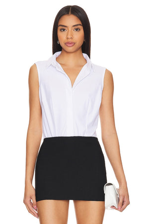 CLASSIC SLEEVELESS BUTTON DOWN BODYSUIT