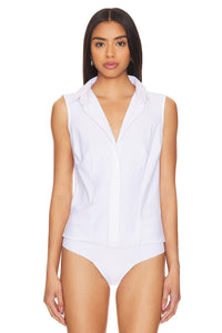 CLASSIC SLEEVELESS BUTTON DOWN BODYSUIT