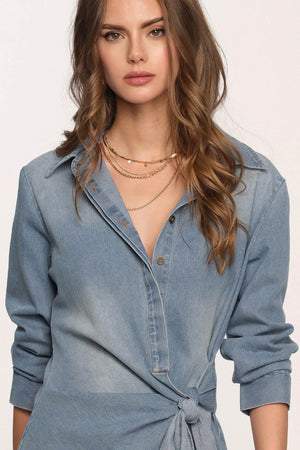 SIDE TIE DENIM SHIRT