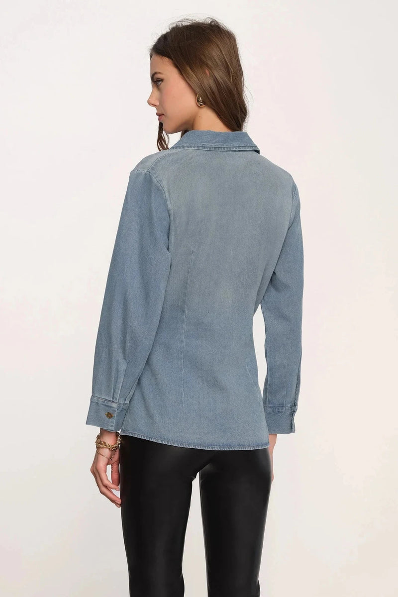 SIDE TIE DENIM SHIRT