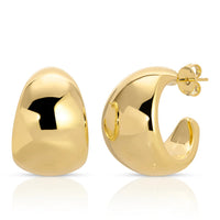 Gold hoop earrings on a white background