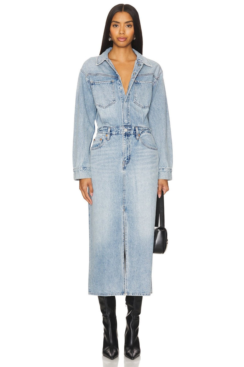 WESTERN DENIM MIDI DRESS