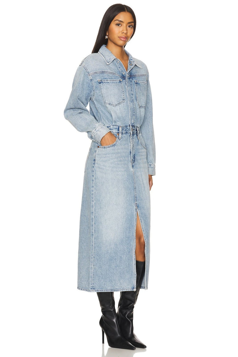 WESTERN DENIM MIDI DRESS