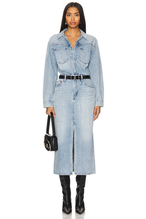 WESTERN DENIM MIDI DRESS