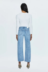 pistola lexi mid rise bowed straight jeans with studs