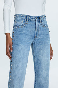 pistola lexi mid rise bowed straight jeans with studs