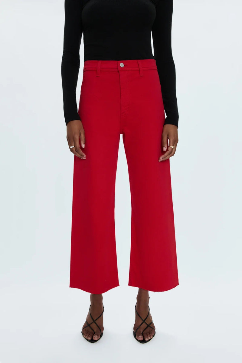 Pistola penny high rise wide leg jean in ruby red