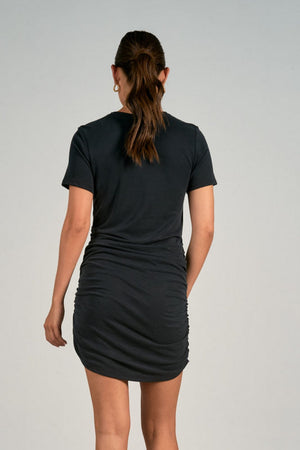 CINCHED SHORT SLEEVE DRESS