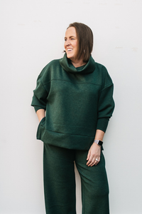 SOFT KNIT FOLDOVER COLLAR SWEATSHIRT