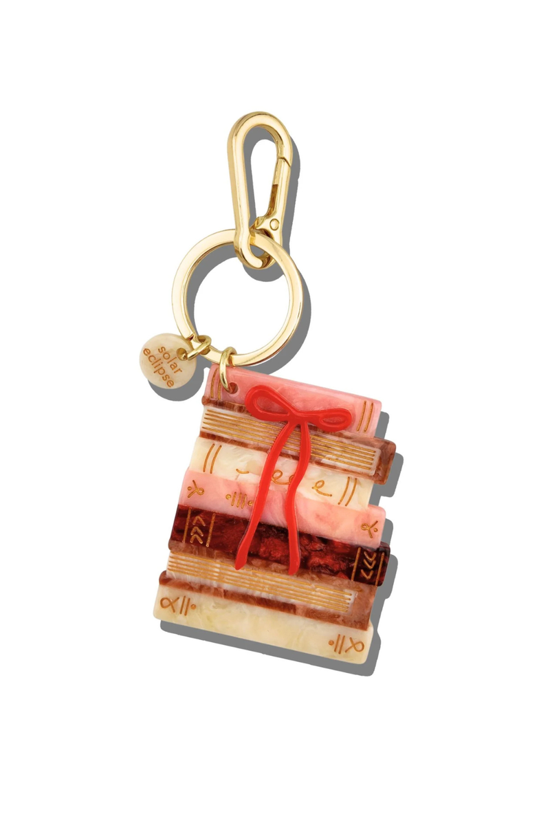 BOW BOOKSTACK BAG CHARM + KEYCHAIN