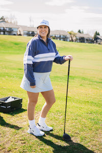 STRIPE HALF ZIP SWEATSHIRT