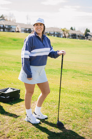 STRIPE HALF ZIP SWEATSHIRT