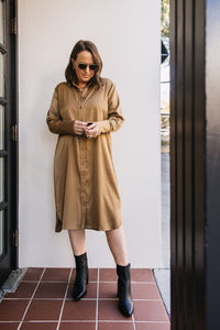 SATIN MIDI SHIRT DRESS