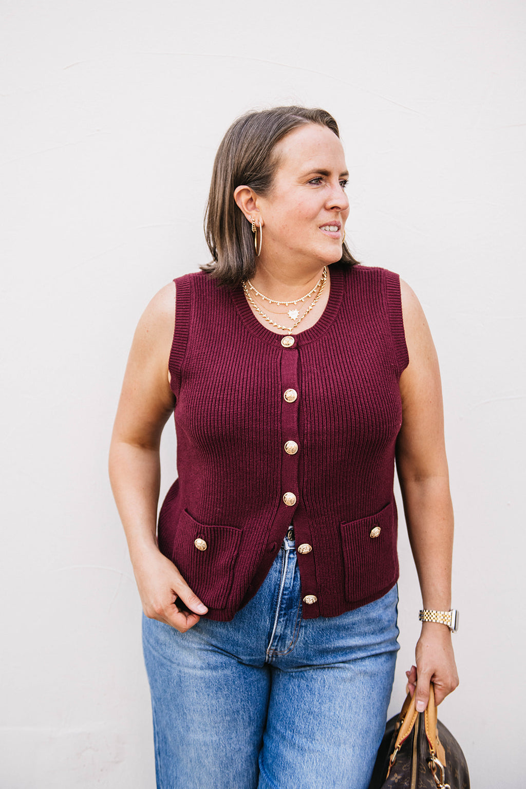 BUTTON UP SWEATER VEST
