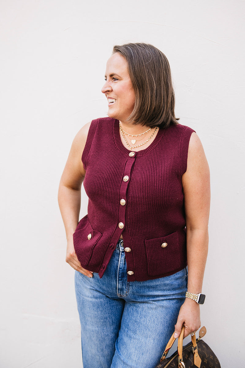 BUTTON UP SWEATER VEST