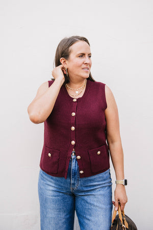 BUTTON UP SWEATER VEST