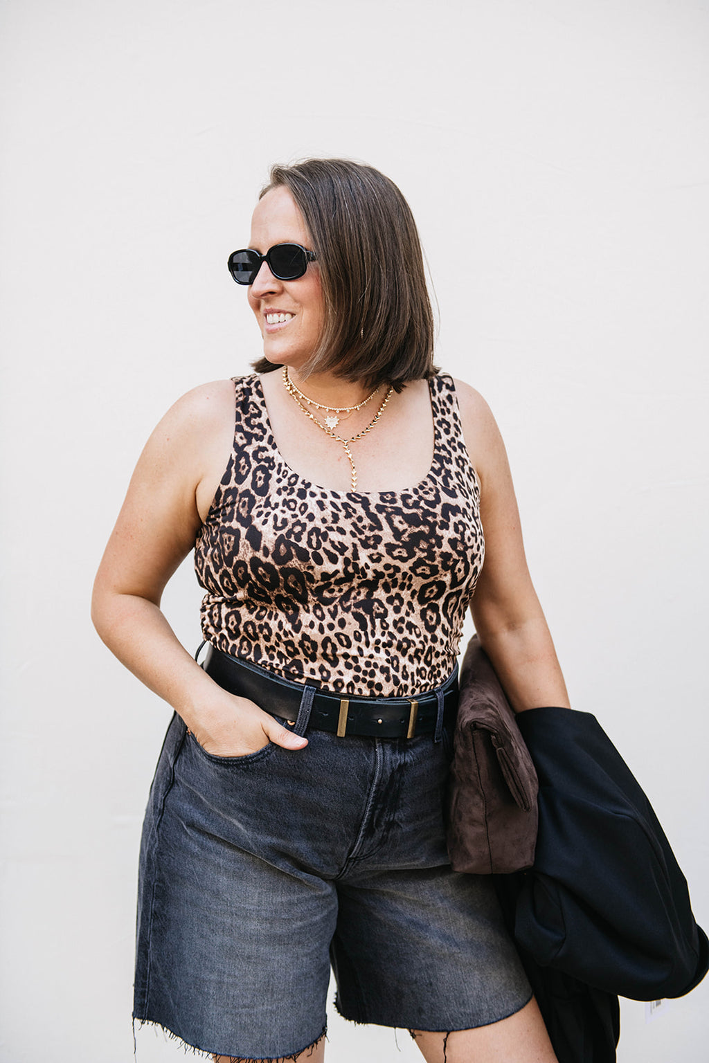 RUCHED SIDE CHEETAH TANK