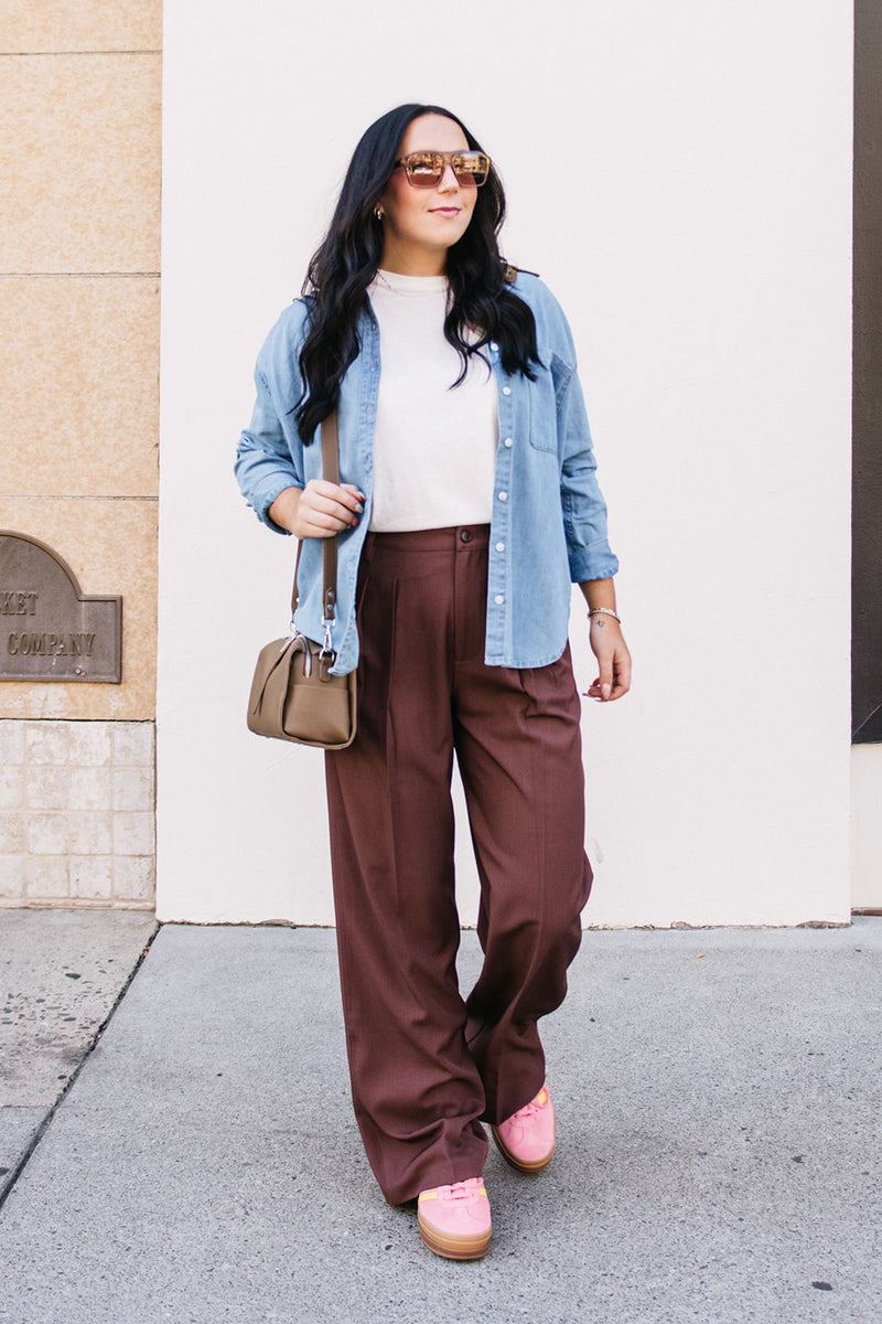 CORDUROY COLLAR DENIM SHIRT