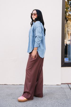 CORDUROY COLLAR DENIM SHIRT