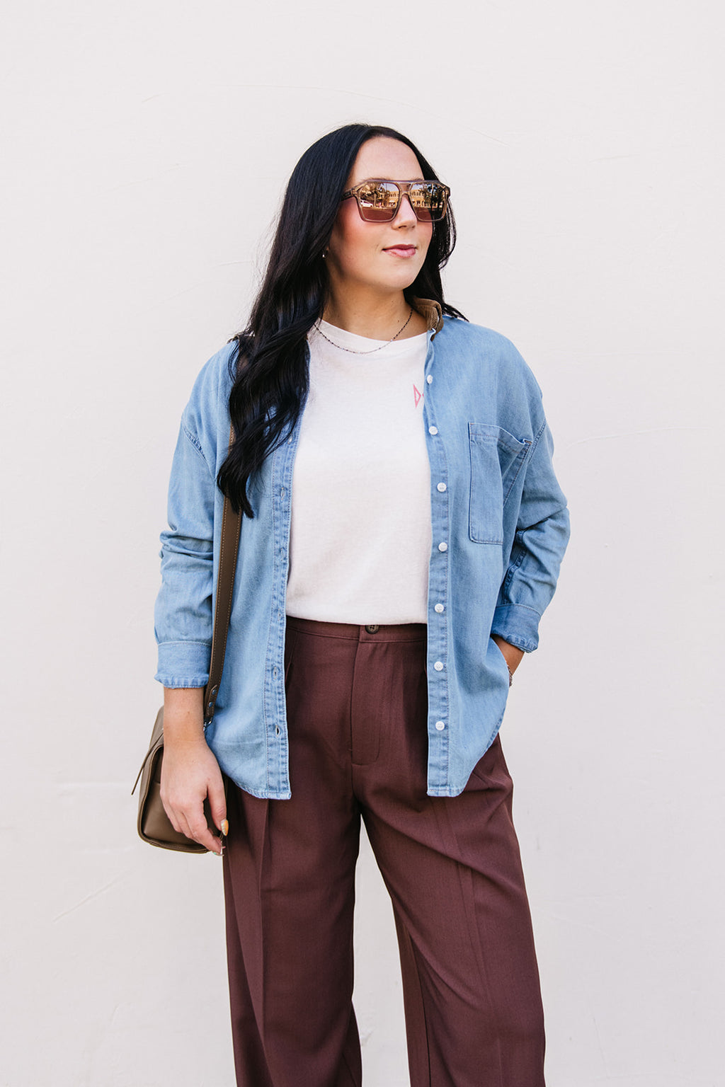 CORDUROY COLLAR DENIM SHIRT