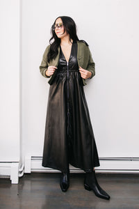 FAUX LEATHER MIDI DRESS