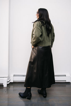FAUX LEATHER MIDI DRESS