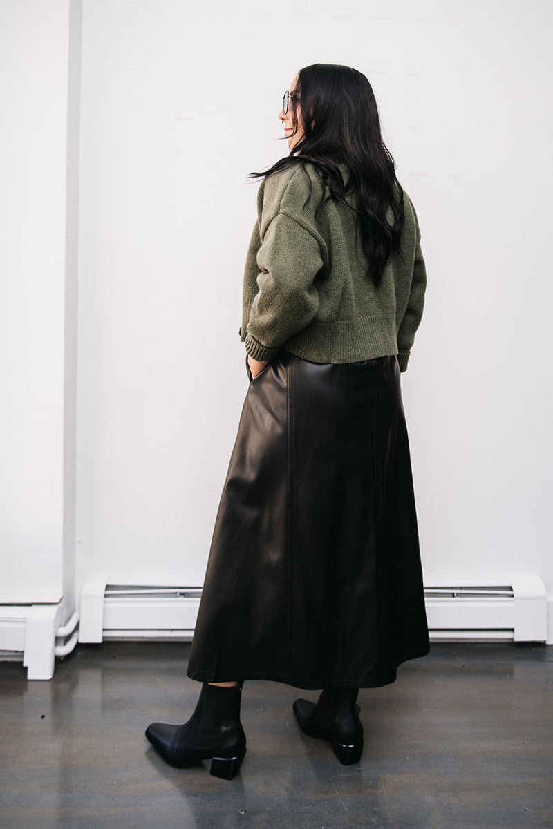 FAUX LEATHER MIDI DRESS