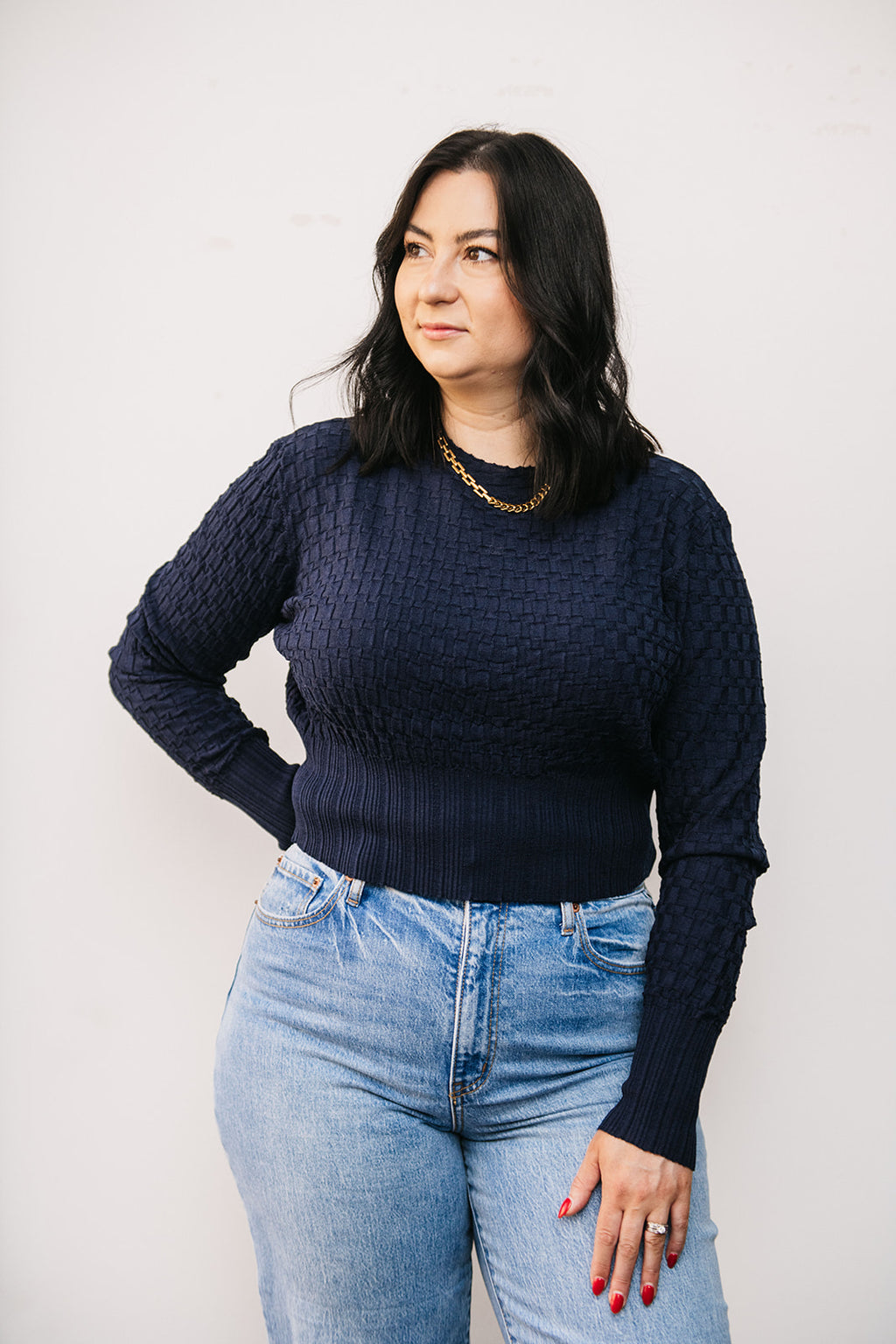TEXTURED KNIT SWEATER