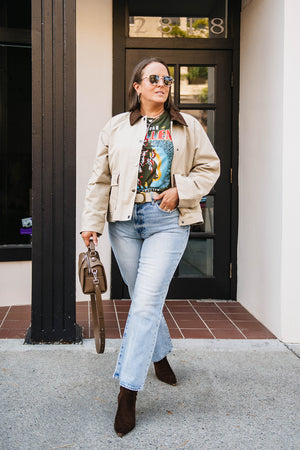 CONTRAST COLLAR BARN JACKET