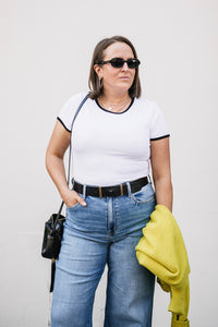 RIBBED CREW NECK TEE